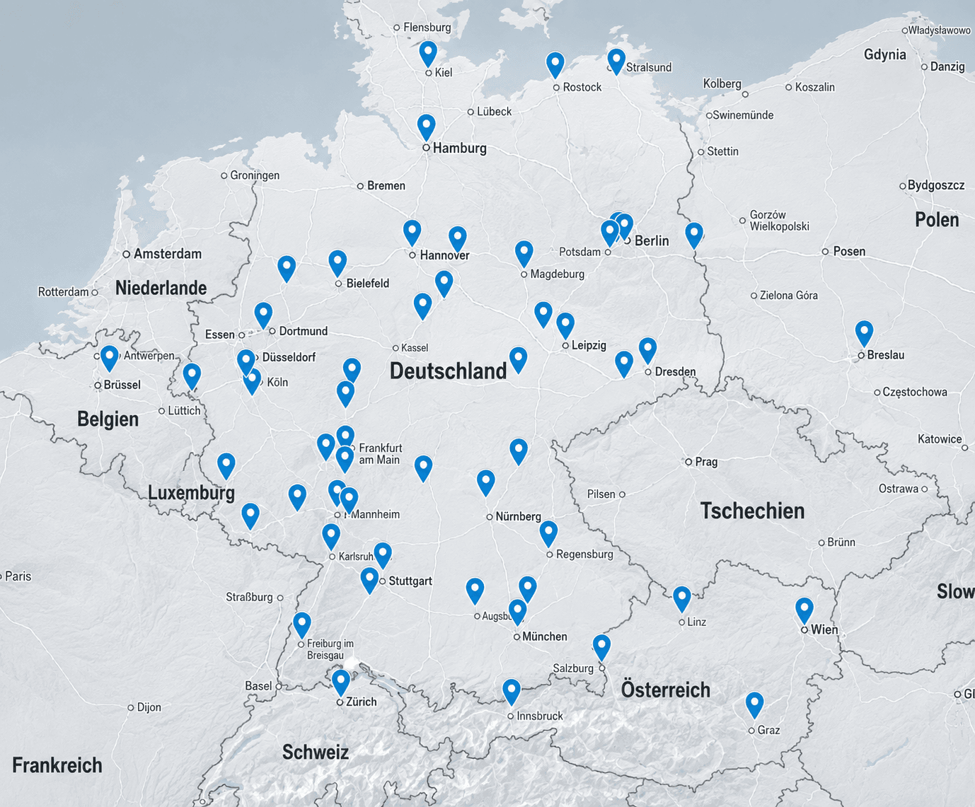 Standorte befreundeter Corps im deutschsprachigen Raum