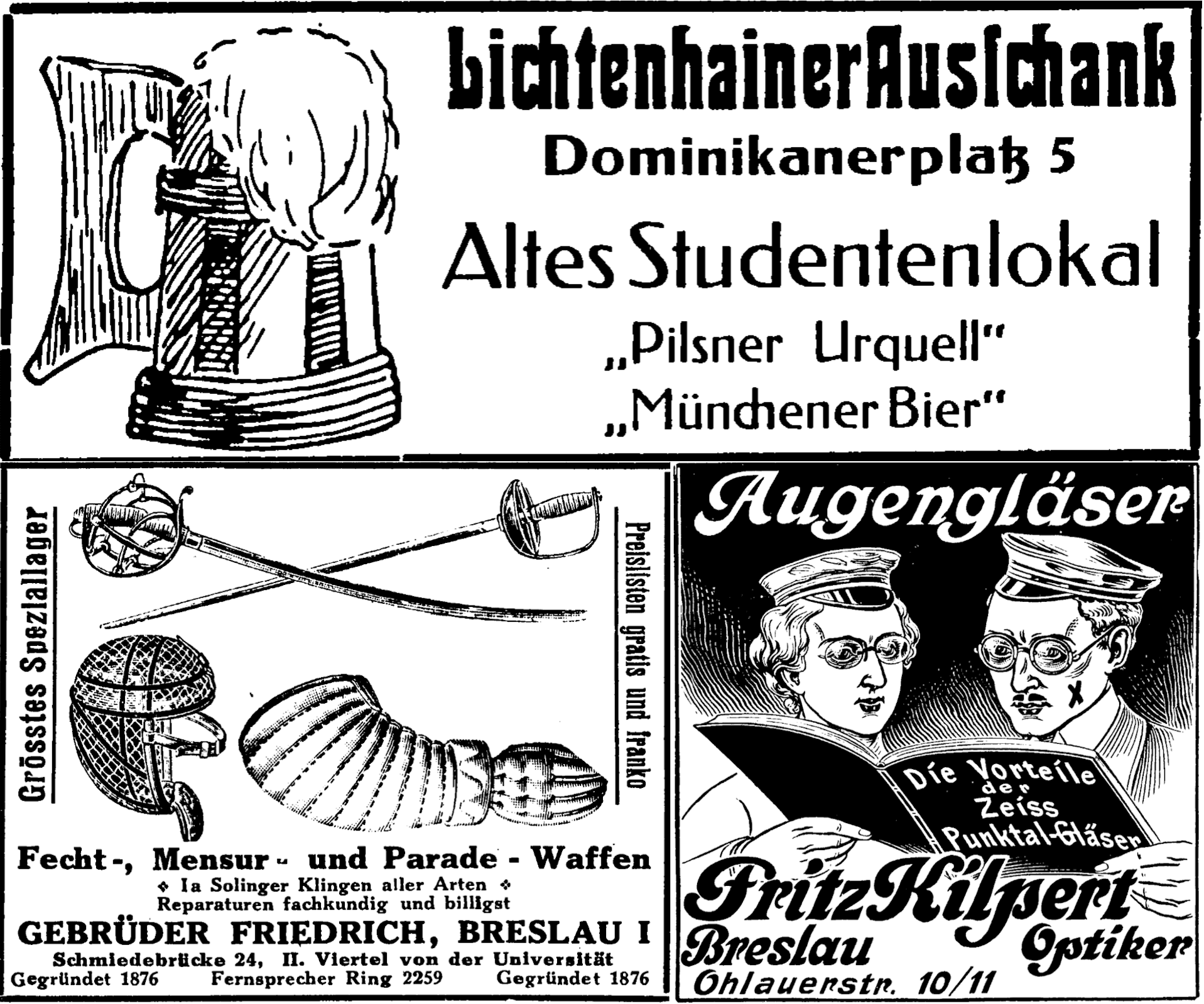 Historische Zeitungsseite über die Breslauer Verbindungen